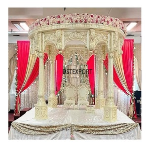 Magnifique Mandap Rond pour Mariage Traditionnel, Décoration de Mandap Raj Mahal, Mandapam Blanc pour Mariage d'Asie du Sud - Product Image 1