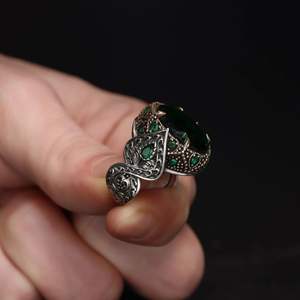 Anillo de Plata de Ley 925 Estilo Otomano para Hombre Azuris con Piedra Natural Directo de Turquía Modelo VALKH1925 Gran Venta - Product Image 3