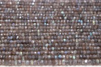 Nouvelles Perles Tendances en Labradorite Naturelle Facettée Forme Rondelle Qualité Supérieure AAA Grises 4mm-4.5mm pour Bijoux