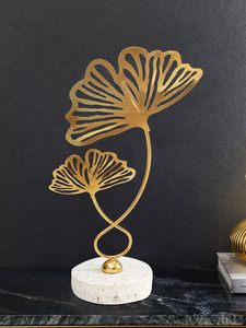 Statue de feuille en métal Figurine de bureau à collectionner Accent de maison Sculpture de fleur feuilles article de décoration de maison et de table - Product Image 5