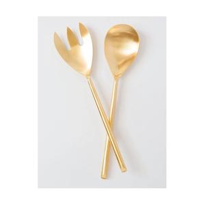 hot sale Metal Salad Server Set Of 2 Pieces With Nickel Plating Finishing <b>Black</b> Handle Simple Design Best Quality For Serving - Product Image 6