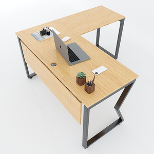 โต๊ะทำงานทรงตัวแอลไม้ไผ่ทันสมัย ขนาด 140x150 ซม. โครงเหล็ก ประกอบง่าย - Product Image 1