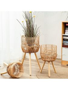 Elegante estante de exhibición de macetas de ratán y hierro para uso doméstico en interiores y exteriores, soporte de planta para plantar - Product Image 6