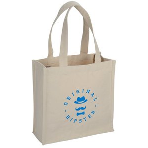 14 oz. Sac fourre-tout en coton durable pour le vin et les courses, taille moyenne, avec longues poignées, impression par transfert thermique recyclable pour la publicité - Product Image 1