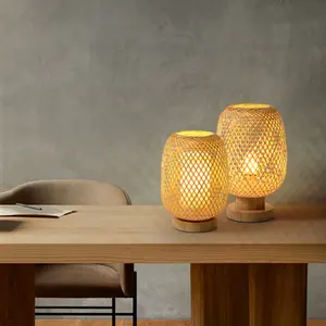 Lámpara de bambú tejida hecha a mano de Vietnam única y de alta calidad, decoración del hogar, luz de mesa de dormitorio hecha a mano - Product Image 3