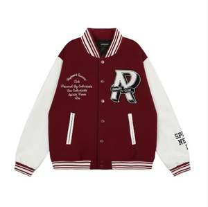 Chaqueta de béisbol de lana de otoño invierno vintage personalizable para hombre estilo casual con decoraciones de patrón de letras bordadas de lana - Product Image 1