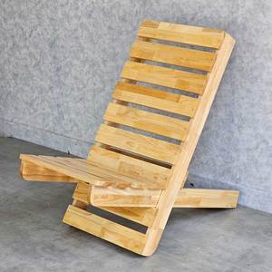 Chaise pliante inclinable durable 46x90x86cm en bois de caoutchouc confortable avec cadre en aluminium pour la plage ou le camping - GCF201 - Product Image 2