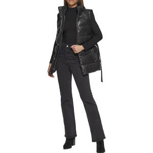 Manteau matelassé en similicuir pour femme Ronney, élégant, chaud, avec fermeture éclair, col montant et vêtements d'extérieur tendance pour l'hiver - Product Image 2
