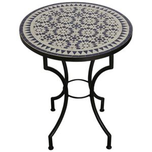Vente chaude Table d'appoint noir et bleu ciel pieds dorés forme ronde bleu mosaïque Table basse gigogne pour salon et bureau - Product Image 2