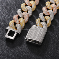 Buste 3 tons 18MM Hip Hop S925 réglage broche Style rappeur chaîne cubaine Miami chaîne à maillons cubains Moissanite diamant pour la fête