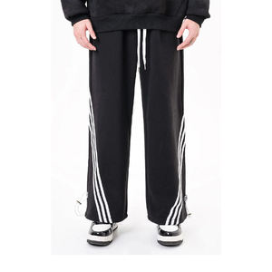 Wide Leg <b>Trousers</b> Straight Curved Striped Sweat <b>Trousers</b> Oversized Baggy Flared Oversized Sets Formal <b>Men</b> <b>Trousers</b> - Product Image 1