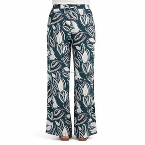 High Quality Women's Mid Waist Winter Floral Vintage Lightweight Palazzo Pants Soft Stretch Casual Wide Leg <b>Trousers</b> Wholesale - Product Image 2