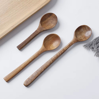 Ensemble de cuillères et fourchettes en bois pour desserts, fruits, dîner, cuillères de service, fourchettes à salade