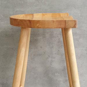 Taburete de Bar de Diseño Escandinavo GBSK010, Estructura de Madera Maciza de Caucho y Acero para Hogar o Casa de Campo con Asiento Curvo - Product Image 5