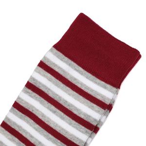 JZVINA <b>Burgundy</b> Red Striped Cotton Dress Crew <b>Socks</b> Men Business Casual <b>Socks</b> Anti-Bacterial Bulk Order Vietnam Factory - Product Image 2