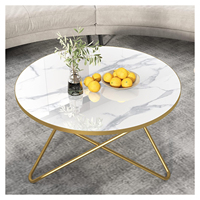 Ensemble de petites tables basses en marbre moderne nordique en métal doré en forme de rectangle