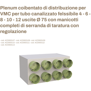 Regulación Completa de Amortiguadores de Calibración para Conductos VMC con Salidas de 75 mm, Mangueras y Plenum de Distribución para Sistemas HVAC - Product Image 2