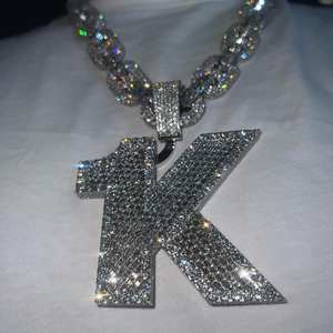 925 <b>Silver</b> Custom Letter <b>Name</b> Pendant Round Moissanite Diamond Hip Hop Jewelry Iced Out Charm <b>Name</b> <b>Necklace</b> Birthday Gift - Product Image 4