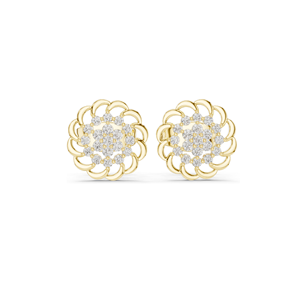 Boucles d'oreilles florales en diamant de laboratoire 0,18 CT pour femmes, clarté VVS-VS EF, or 18 carats, 14 carats, 10 carats et argent 925, rose, jaune, blanc - Product Image 2