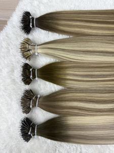 Extensioni per <span class=keywords><strong>capelli</strong></span> umani Remy vergini al 100% con nano anelli invisibili, doppia trama, cuticole allineate, all'ingrosso - Product Image 5