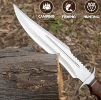Couteau de chasse artisanal en acier D2, 18 pouces, grand modèle Bowie, lame fixe pleine longueur avec manche en bois de rose