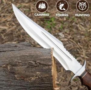Couteau artisanal en acier D2, 18 pouces, grand couteau Bowie à lame fixe pleine soie, couteaux de chasse avec manche en bois de rose - Product Image 2