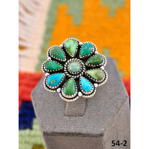 Bague ajustable artisanale en turquoise émeraude de la Vallée du Sud-Ouest et argent sterling, avec technologie d'incrustation à sertissage clos, idéale pour un cadeau - Product Image 2