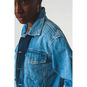 Chaqueta y Abrigo Vaquero Azul con Tachuelas para Mujer, Diseño Elegante para Mujeres Amantes de la Moda - Product Image 6