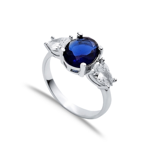 Pear CZ Oval Sapphire Stone Wholesale Turkish Handmade 925 Sterling Silver Cluster <b>Rings</b> for Women - Product Image 1