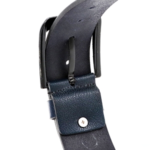 Ceinture pour homme en cuir de vache véritable bleu marine de luxe sur mesure Seker Ofisi, boucle en alliage inoxydable, réglable, largeur 3,5 cm - Product Image 6