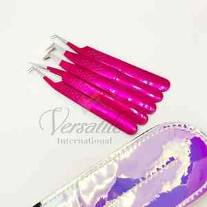 Pince à épiler professionnelle pour extension de cils en acier inoxydable rose vif avec logo personnalisé nouvelle pince à épiler à pointe pointue - Product Image 6