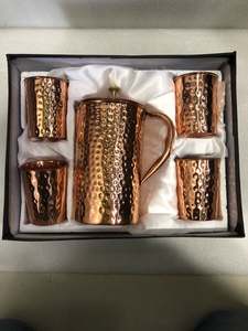 Copper <b>Water</b> <b>Jug</b> with 3 Copper Glass Use As to Serve <b>Water</b> on Dinning Table in Stock and Reasonable Price - Product Image 4