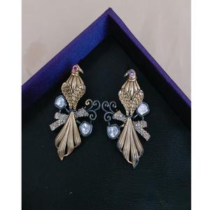 Preciosos pendientes de acabado antiguo de circón de Latón chapado en plata con destellos-joyería de regalo de moda para mujer - Product Image 1