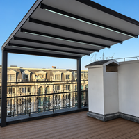 Pergola pliante en PVC imperméable avec télécommande, structure en aluminium, auvent de jardin extérieur, style minimaliste nordique