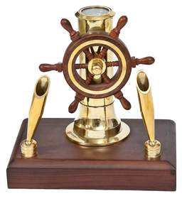 ที่ใส่ปากกาด้ามไม้ทองเหลือง,ของตกแต่งโต๊ะทำงานพร้อมนาฬิกาที่ใส่ปากกาแบบเงาวาว - Product Image 5