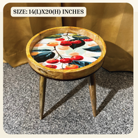 Table basse en bois durable, artisanat moderne |   Table basse circulaire en bois massif avec impression UV, origine Inde, modèle pour la maison et l'hôtel