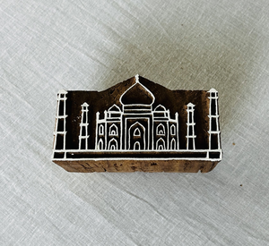 Timbre en bois sculpté à la main Taj Mahal, impression textile indienne au meilleur prix - Product Image 1