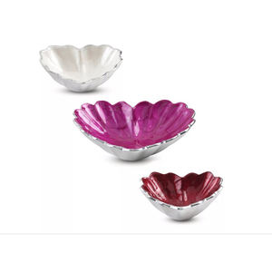 Atractivo diseño adjunto de rama frondosa Metal plateado estilo japonés tazón para servir comida de pie en forma redonda - Product Image 3