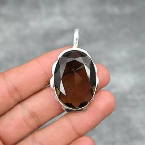 Pendentif en topaze fumée, argent sterling 925, bijoux en pierres précieuses faits à la main, collier, cadeau élégant pour femmes - Product Image 5