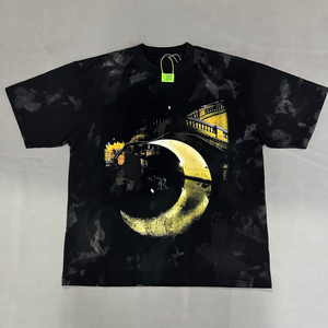 Camiseta deportiva Vintage de gran tamaño, cuello redondo de algodón lavado personalizado con patrón, 220 gramos, peso de tela, estampado DTG para hombre - Product Image 1