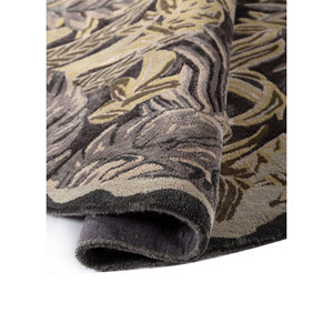 Alfombra Aurelia Gris y Negra de Lana y Viscosa, Hecha a Mano, con Diseño Floral Rectangular para Sala de Estar, Alfombra a Rayas para Pasillo, Modelo TRA-15189 (CS-01) - Product Image 2