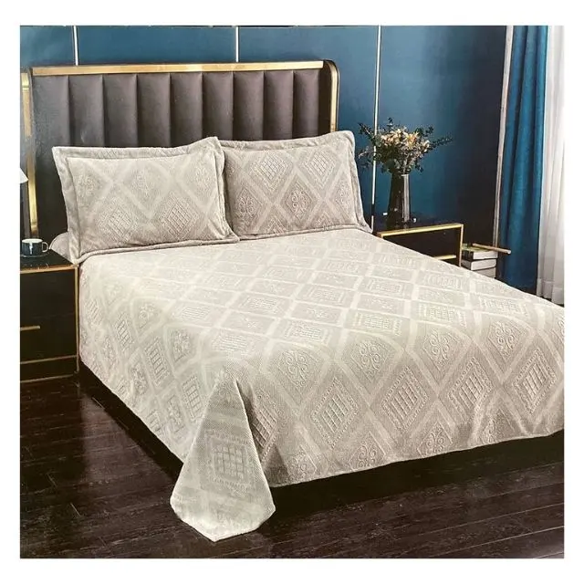 2024 Luxus Jacquard bestickt Beige Farbe Schal für Zuhause Hotel Dekoration Bettwäsche Einzelbett Doppelbett Polsterbett