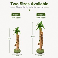 Griffoir pour chat en sisal écologique et durable, en forme de palmier naturel, avec jouet suspendu en corde et base stable en peluche pour chats d'intérieur, emballage carton