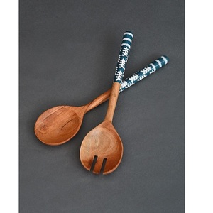 Outil d'ustensiles de cuillère à salade en bois pour cuisine hôtel Restaurant cuillères et fourchettes à salade de haute qualité - Product Image 1