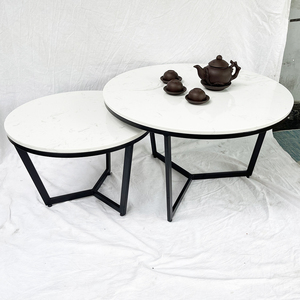Modern Nesting <b>Sofa</b> <b>Table</b> with Glass Top and Metal Legs 70x70x45cm Living Room Furniture TT68167 - Product Image 5