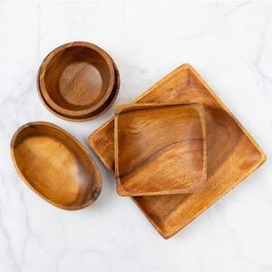 Ensemble de bols en bois pour décoration de maison et de restaurant, ensembles de bols en bois d'acacia naturel fabriqués à la main pour les décorations de salle à manger - Product Image 4