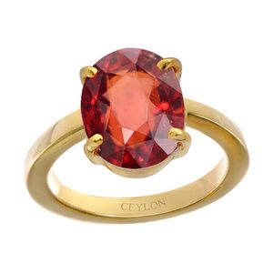 Anillo de Hessonita Natural Certificada con Granate como Piedra Principal para Compromiso - Product Image 1