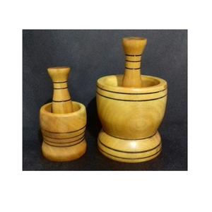 Ensemble de mortier et pilon en bois faits à la main moulin à épices naturel broyeur à herbes en bois outil de cuisine traditionnel pour graines d'herbes - Product Image 2