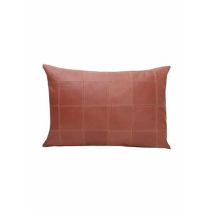 Housse de coussin géométrique en cuir tanné 18x18 - Housse de coussin moderne en cuir de vachette pour la maison - Product Image 1