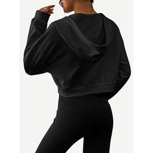 Short <b>Sweatshirt</b> <b>Womens</b> Hooded Crop Top <b>Long</b> Sleeve Cotton Pullover Streetwear Fashion Hoodie Casual Comfort Fit - Product Image 2